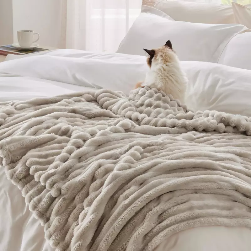 Kunstmatig konijn pluche herfst warm bed deken zacht koraal pluche sofa comfortabele verdikte beddeken