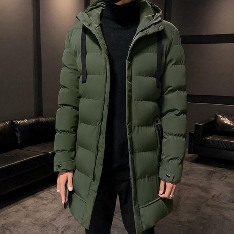 Piumini lunghi da uomo cappotti invernali Chaquetas con cappuccio manica lunga con coulisse giacca a vento di media lunghezza maschile verde caldo parka cappotti