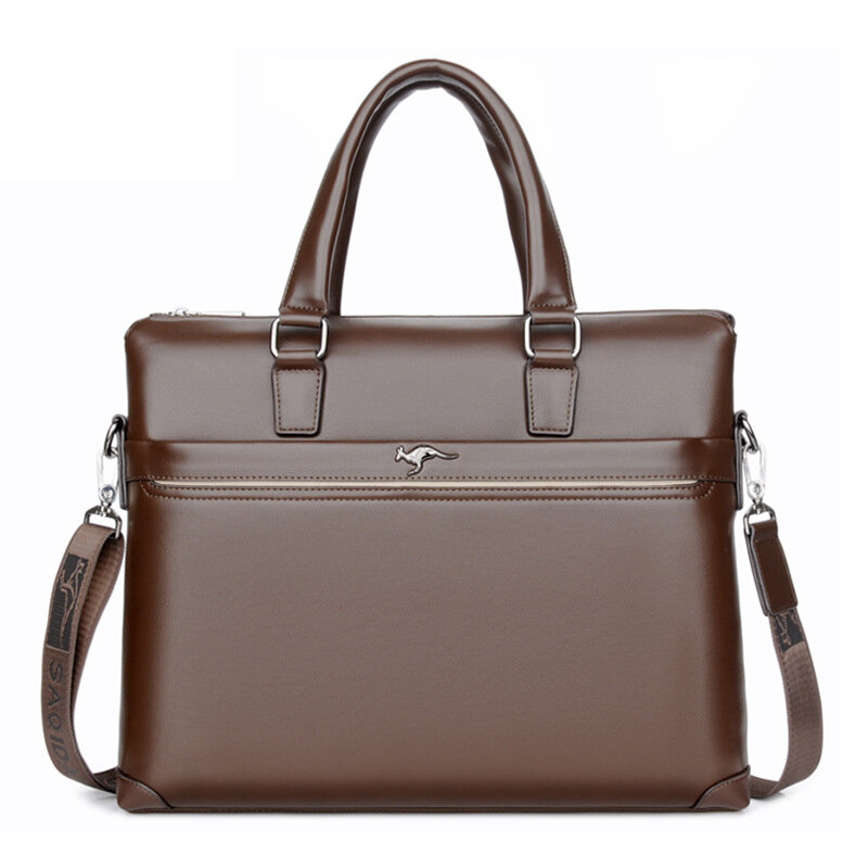 Bolsa de escritório em couro genuíno para homens, bolsa casual para negócios, bolsa de viagem masculina, bolsa de ombro para laptop