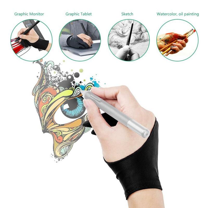 2pcs Artist Drawing Glove Anti-Fouling Wide Application Breathable Fabric Elastic Glove For