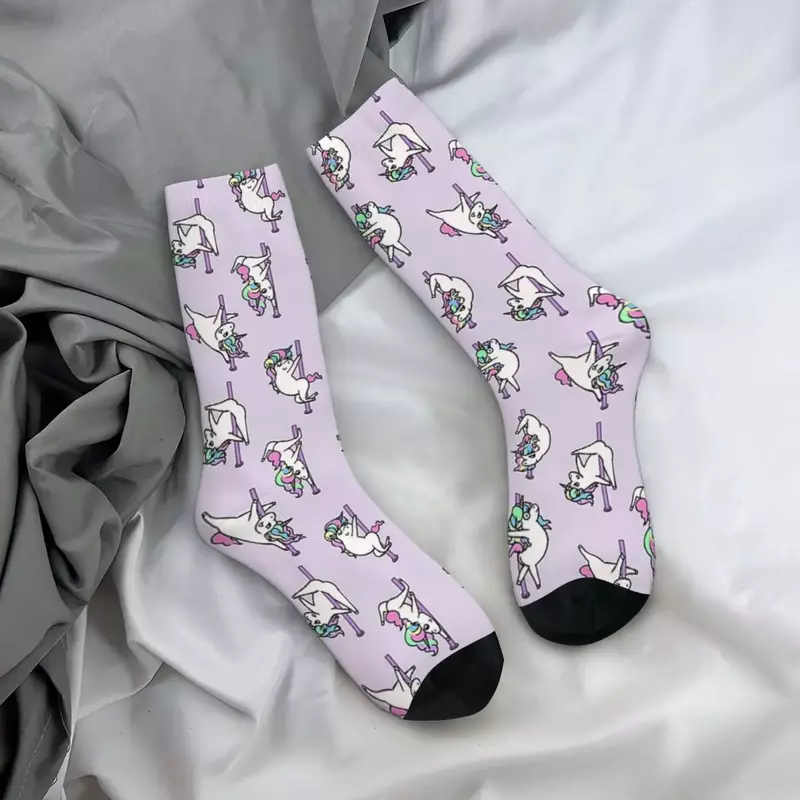 Unicorn Pole Dancing Club Socks Harajuku High Quality Stockings All Season Long Socks Accessories for Man's Woman's Gifts