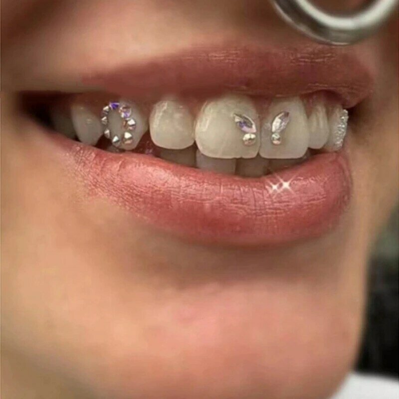 4Pcs/box Dental Tooth Gems Crystal Diamond Ornament Various Shapes Color Teeth Jewelry Denture Acrylic Teeth Decoration