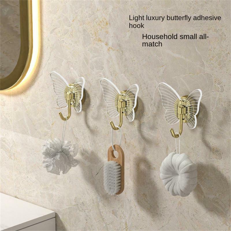 Gantungan dinding tanpa lubang, rak gantungan kunci kamar mandi mewah, perekat kuat, Gantungan dinding kamar mandi 1 ~ 10 buah