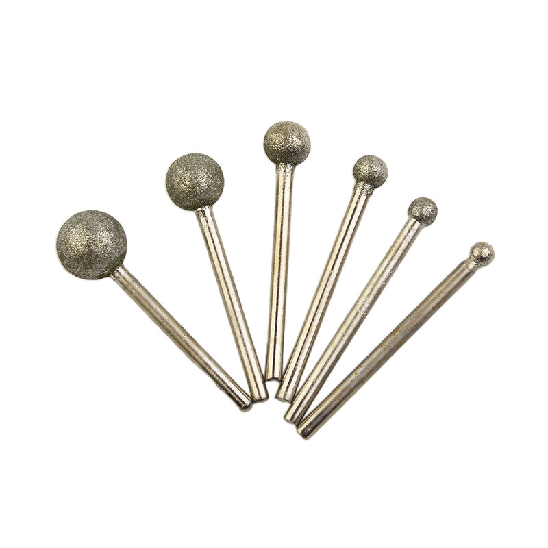 Broca redonda de Metal con forma de bola, aguja de molienda, herramientas de rebaba de diamante, 4-12mm, 4/5/6/8/10/12mm, 6 piezas