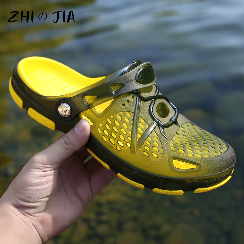 Summer Hot selling Hole Shoes Men's Beach Slippers Outdoor Leisure Breathable Sandals Water Anti slip Footwear Home Slippers