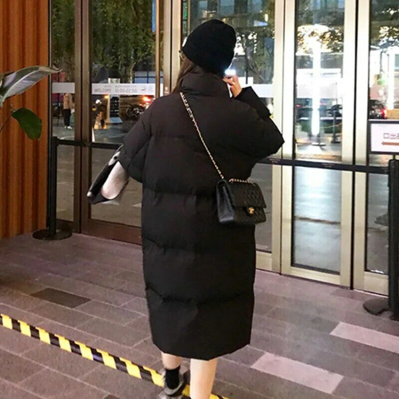 Długi kurtka podszyta bawełną płaszcz damski 2024 nowy zimowy koreański luźny ciepły płaszcz Parker odzież damska moda chleb