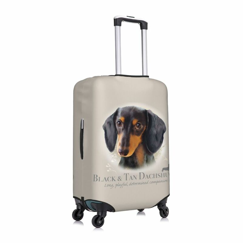 Custom Black Tan Dachshund Suitcase Cover Dust Proof Pet Animal Dog Travel Luggage Covers for 18-32 inch