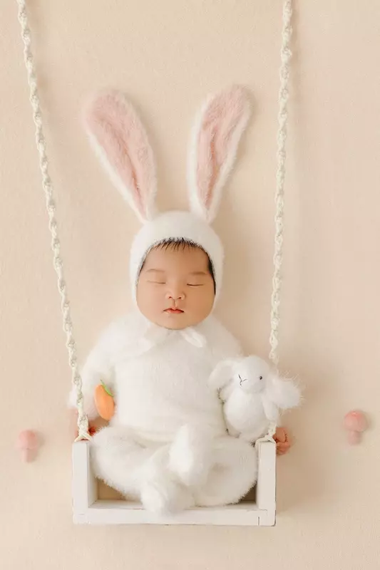Newborn Photography Props Swing  Wooden Baby Furniture Infants Photo Shooting Prop Accessories