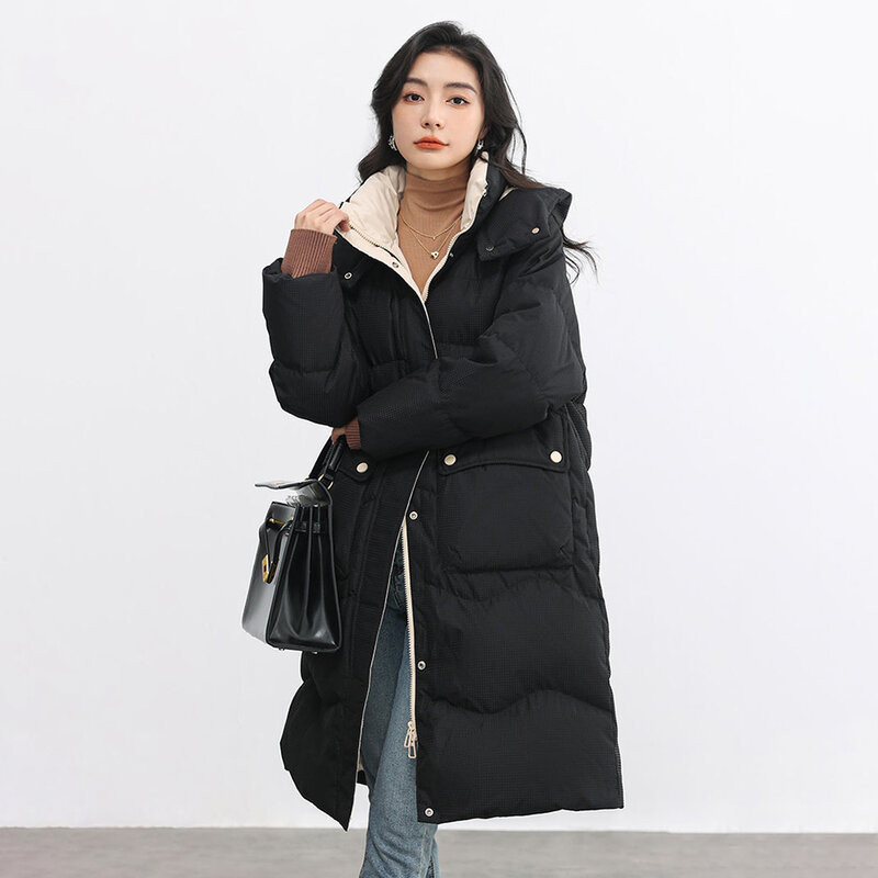 Fashion Baru Wanita Down di musim gugur musim dingin 2023 adalah mantel berkerudung sederhana serbaguna, hangat.