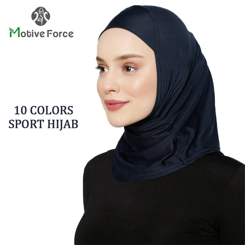 Jilbab Olahraga Biru Modal Islam Abaya Jilbab untuk Wanita Syal Kepala Jersey Abaya Gaun Muslim Turban Wanita Turban Satin Instan