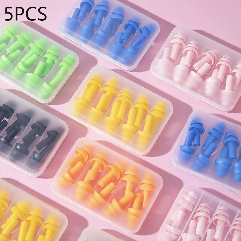 5Pairs Colorful Soft Silicone Earplugs Waterproof Swimming Waterproof Insulation Comfort Ear Plugs Noise Cancelling For Sleep