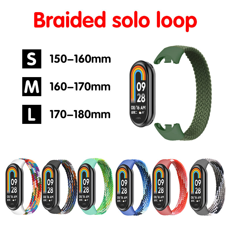 Bracelet en nylon tressé Solo Loop pour Xiaomi Mi Band, bracelet, 7, 8, 6, 5, ata, eld4, ata, eld5, eld6