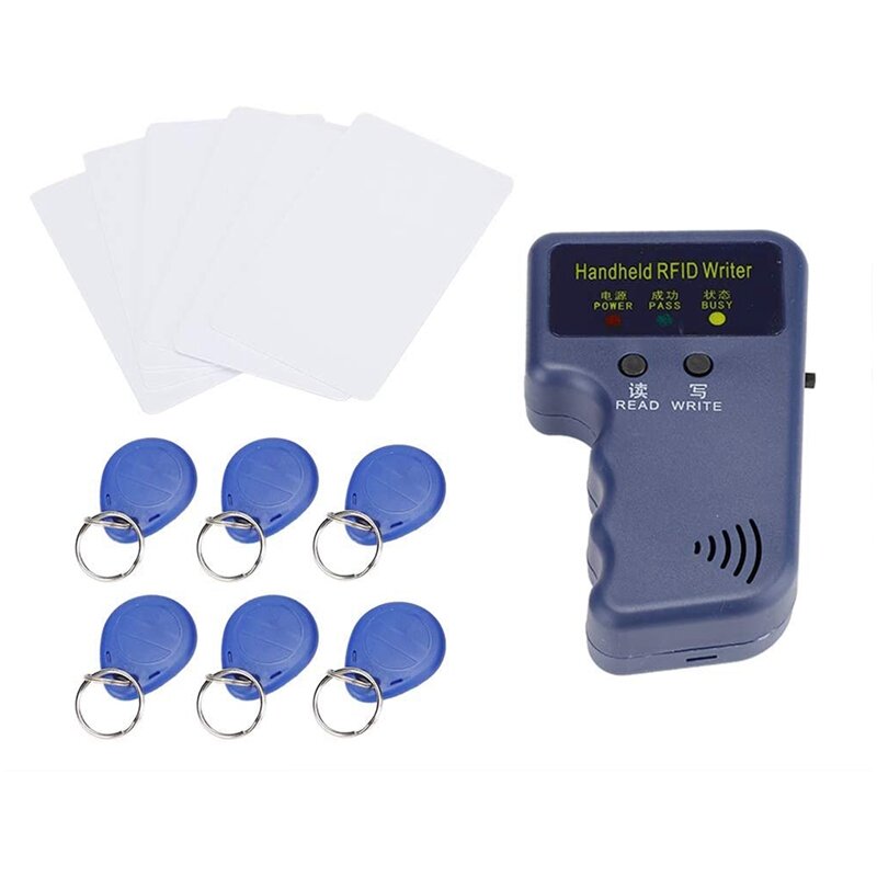 Cầm Tay Thẻ RFID Máy Photocopy 125Khz ID (EM4100/Trốn/AWID) duplicator Đầu Đọc Nhà Văn Với 6 Viết Được Móc Khóa + 6 Viết Được Thẻ