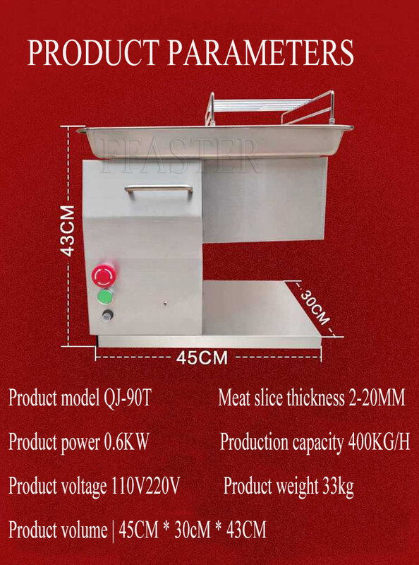 Roestvrijstalen Vleessnijmachine 400 Kg/u Desktop Snijmachine Vers Vlees Snijmachine Voedselverwerking Vlees Snijmachine