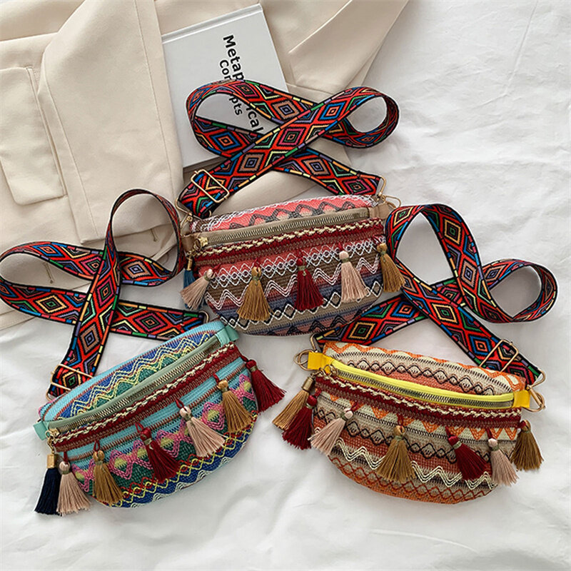 Tecido Messenger Bag Tassel Cintura Bolsa Retro Bolsa De Ombro De Couro Xinkan Senhoras Bolsa De Ombro Moda Tendência