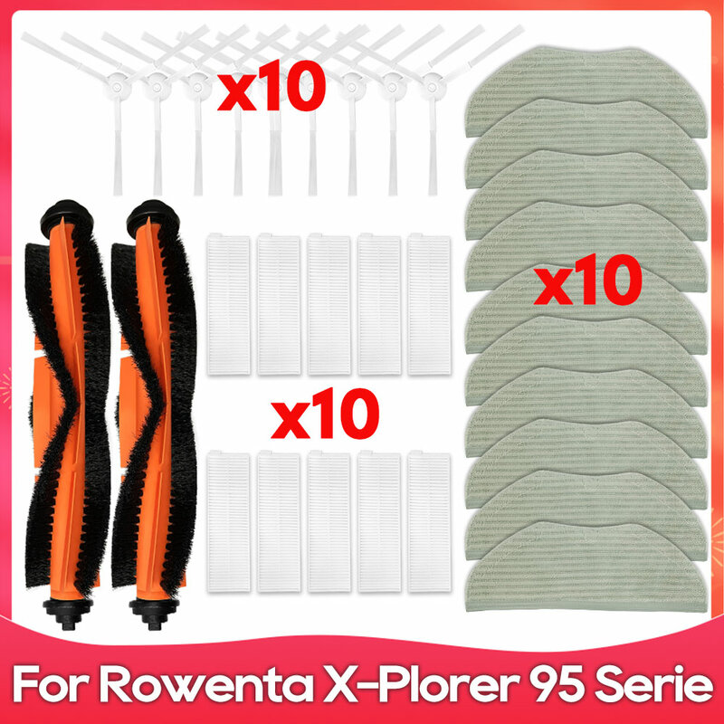 Rowenta X-Plorer Serie 95 Total Care / Animal / RR7947WH / RR7975WH ロボット掃除機部品メインサイドブラシhpaフィルターモップに適合