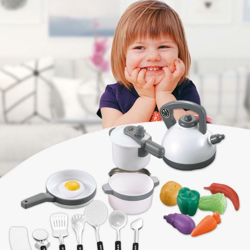 Play Keuken Accessoires 18 Stuks Keuken Pretend Play Speelgoed Keuken Speeltoestel Nep Voedsel Speelgoed Met Potten En Pannen Voor Meisjes jongens