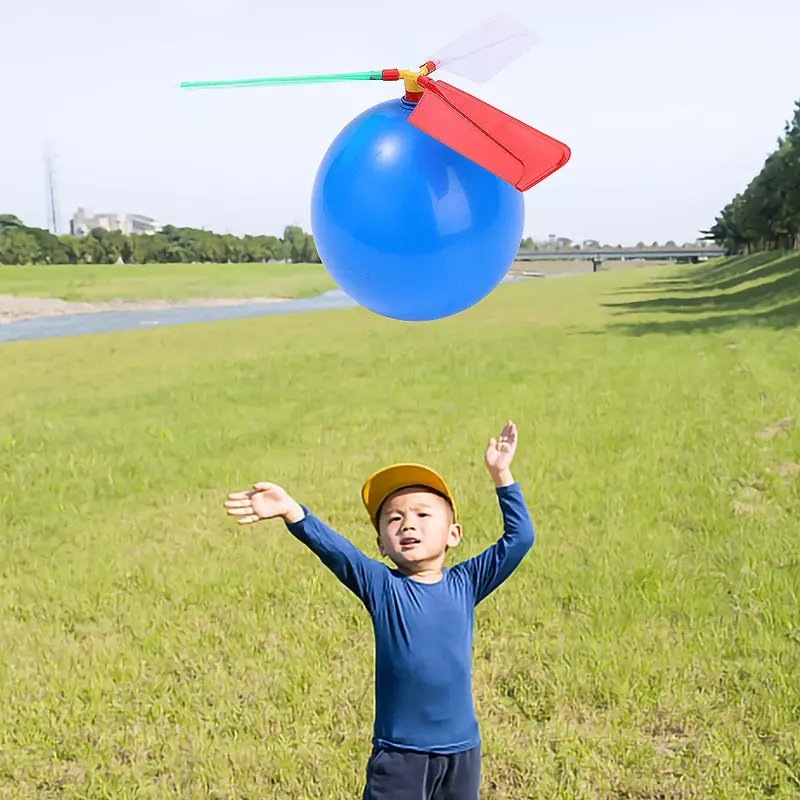 1-10 buah mainan helikopter balon listrik portabel, mainan olahraga luar ruangan anak mainan pesta interaktif pesawat balon listrik hadiah