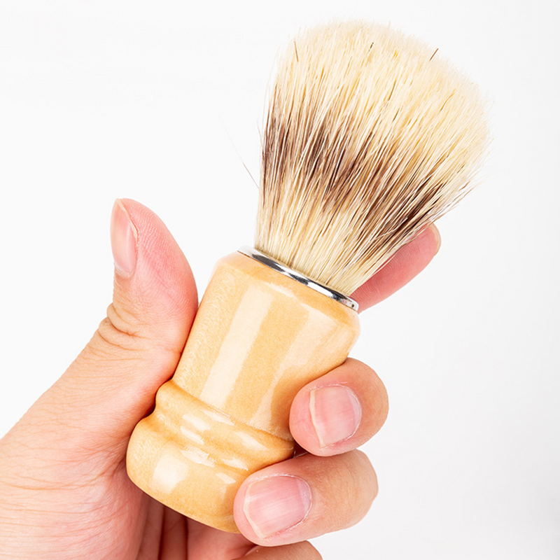 Cepillo de crema de afeitar con mango de madera para hombres, 2 piezas, cepillo de barba, accesorio de afeitado