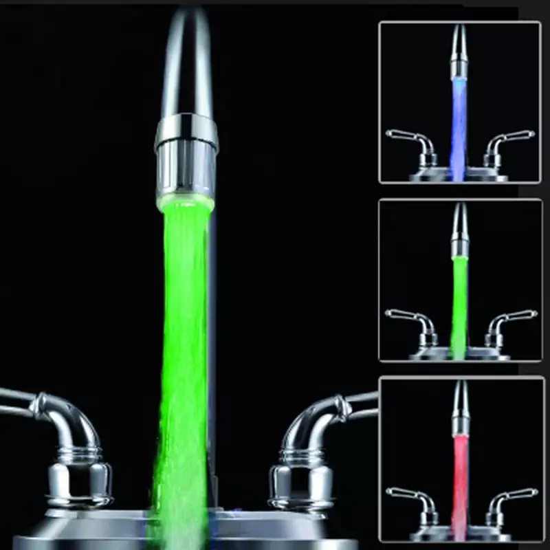 Grifo de agua con luz LED, accesorio brillante para ducha, cocina, baño, RGB, multicolor, azul
