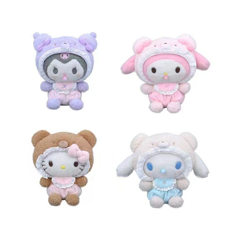 Sanrio-juguetes de peluche Kawaii, Hello Kitty, My Melody, decoración de habitación, Kuromi Plushie Cinnamoroll Doll, llavero de peluche para regalos de navidad