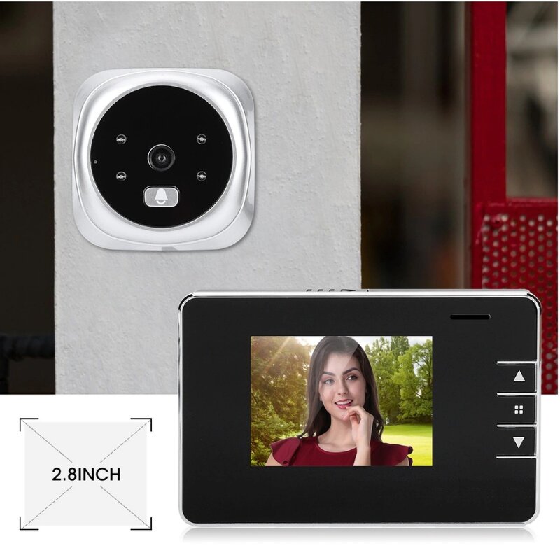 كاميرا ثقب الباب الإلكترونية ، 2.8 "، LCD كاميرا جرس الباب الرقمية ، للرؤية الليلية ، الفيديو ، مكافحة سرقة ، مسجل المراقبة