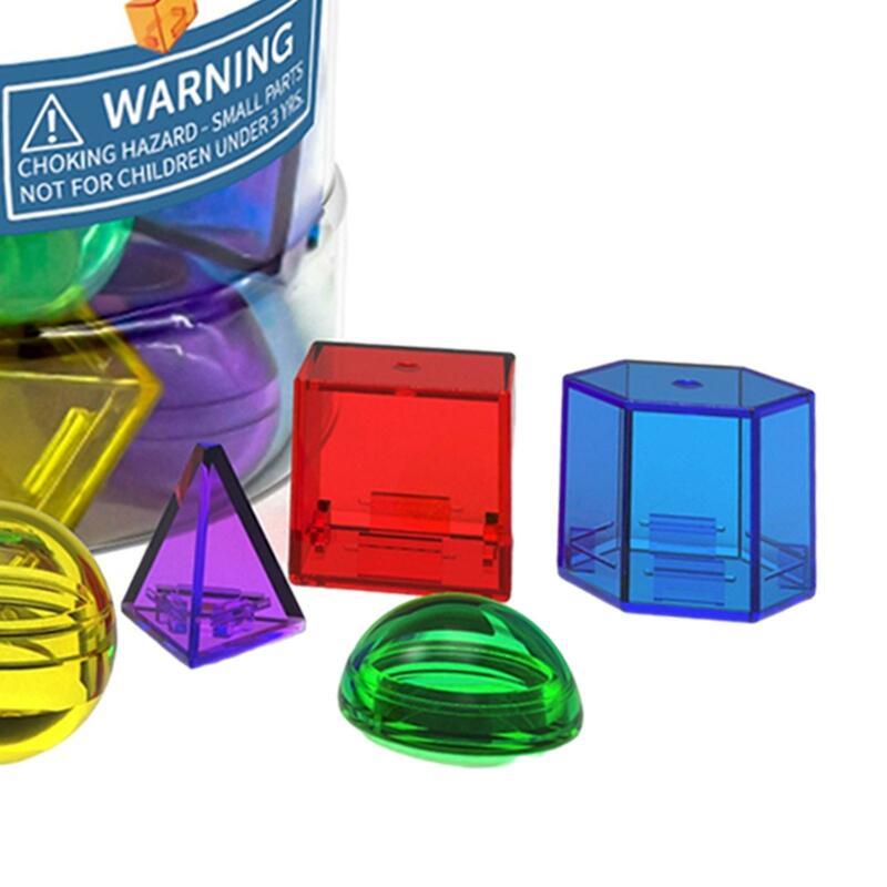 60 Stück geometrische Feststoffe, durchscheinende Farb bausteine, die montessori Spielzeug geometrische Formen blöcke für das Spielzimmer nach Hause sortieren
