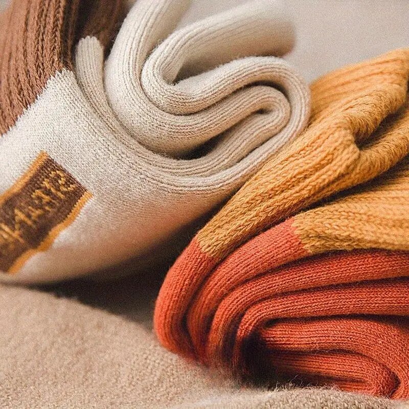1/5 Paar Heren Thermische Sokken Terry Verdikte Middelste Buis Sokken Harajuku Winter Zachte Comfortabele Buiten Vloer Huis Warme Sokken