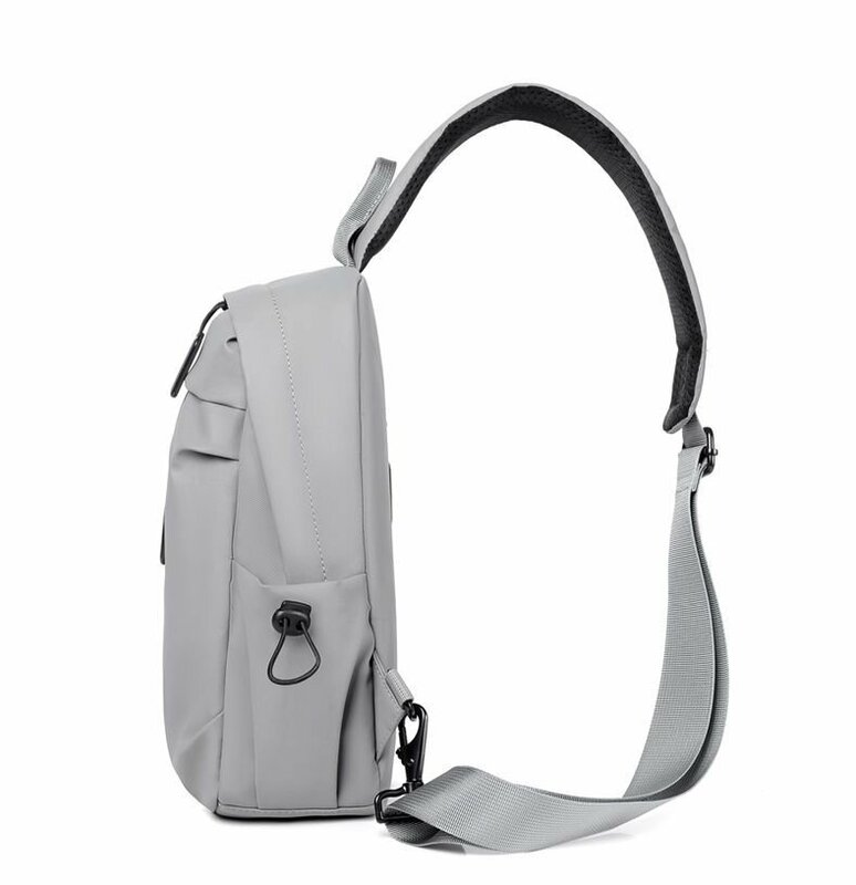 Bolso de pecho de un solo hombro para hombre, bolsa de pecho de Color sólido a la moda, bolso cruzado informal para exteriores, USB, marca de lujo, nuevo