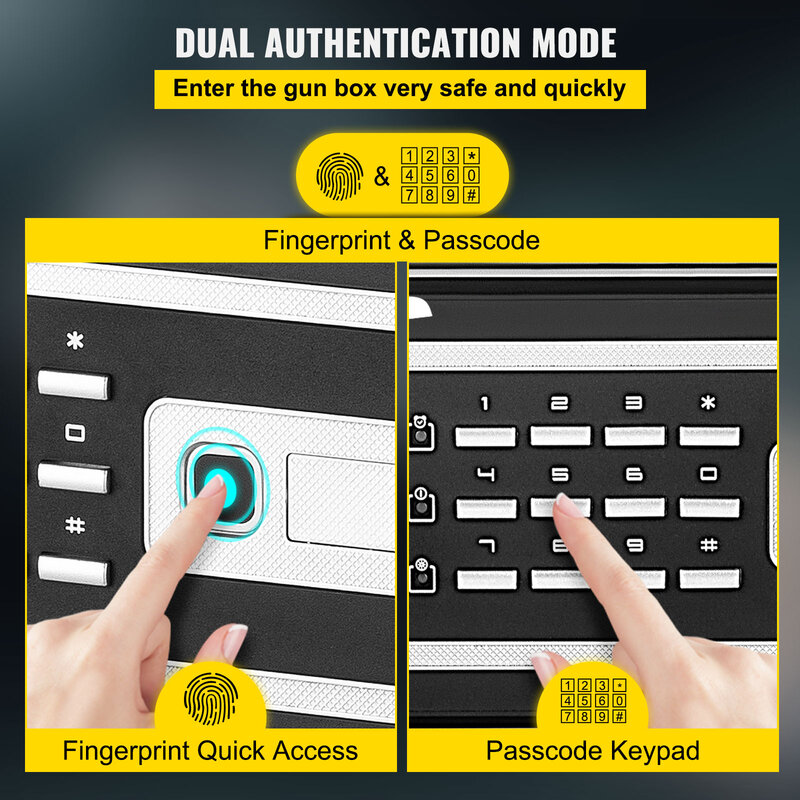 صندوق آمن VEVOR-Fingerprint للمال ، مفتاحان ولوحة مفاتيح رقمية ، صندوق آمن من الفولاذ Q235 ، تخزين النقود ، المجوهرات ، المستندات