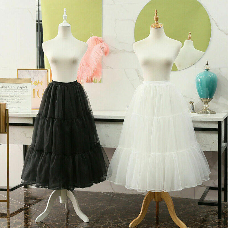 80cm Girls Lolita Hoopless Underskirt Bustle Long Crinoline Petticoat Cosplay