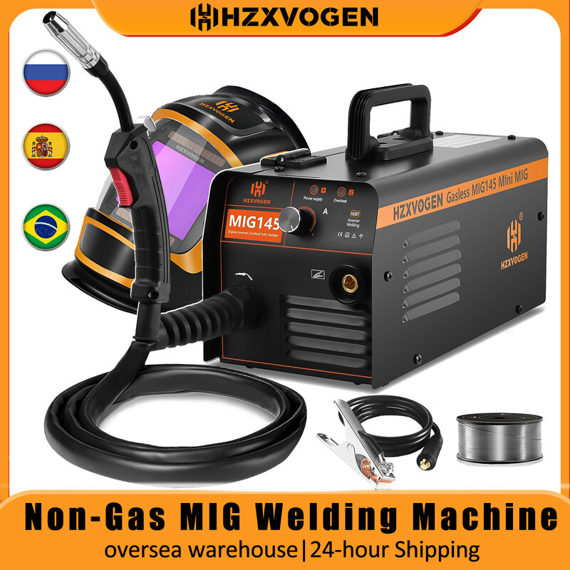 HZXVOGEN Non-Gas MIG Semi-automatic Welding Machine 800F Golden Helmet For Gasless Iron Soldering Welder сварочный полуавтомат