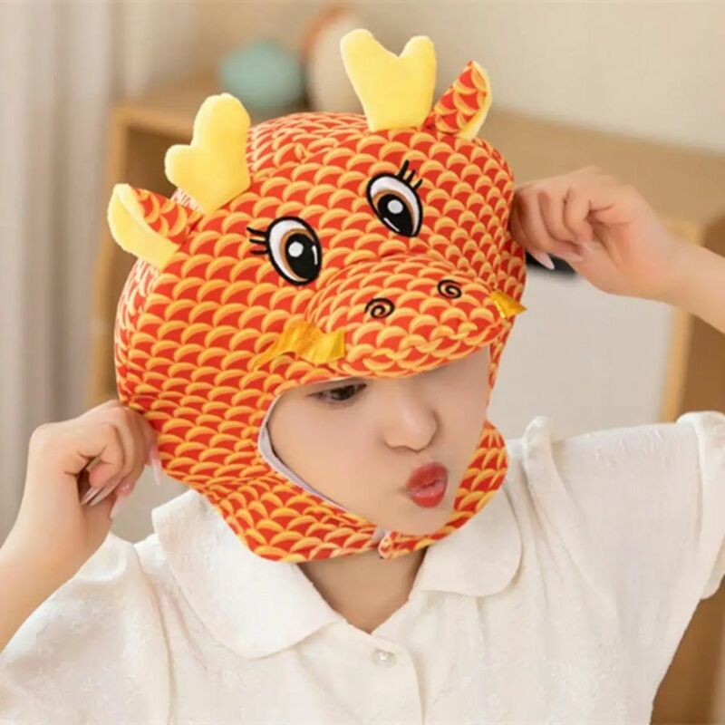 Cartoon Dragon Headgear 3D Fluffy Plush Hat Photography Prop Dress-Up Hair Accessories Performance Hat New Year Party Costume