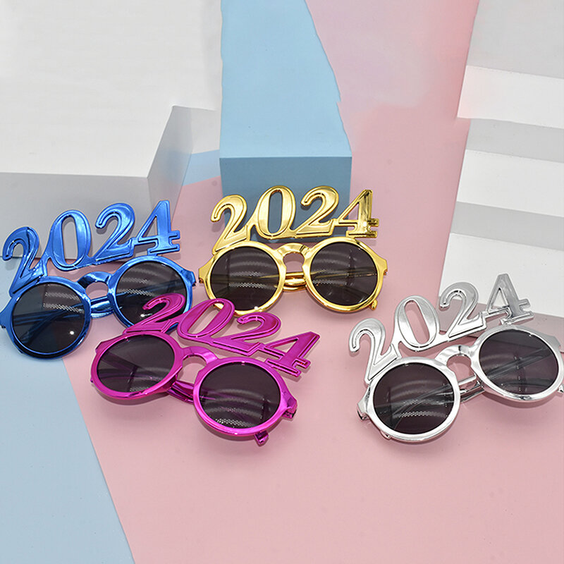 Happy New Year Glasses Party Sunglasses Eve Years Eyewear 2024 Number Graduation Supplies Funny Eyeglasses Photography Props