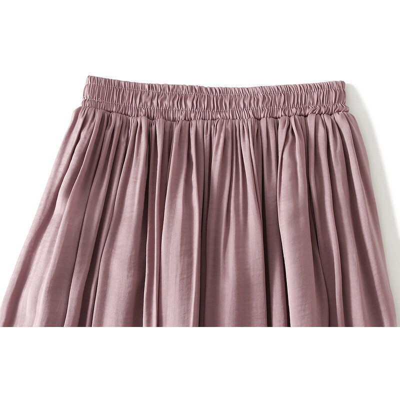 Ankle-Length Long Pleated Skirt Summer New Women Solid Color Casual Thin Long Maxi Skirts Female Simple All-match Skirt Lady