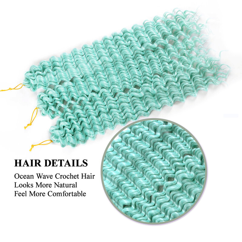 Ekstensi rambut kepang gelombang dalam longgar sintetis 22 inci rambut kepang gelombang air Ombre pirang putar Crochet rambut keriting Sunfay