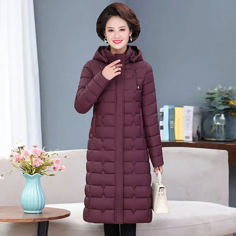 Новинка 2023, зимняя женская зимняя одежда, зимняя одежда, пальто, утепленные теплые куртки, свободная верхняя одежда для мам среднего возраста