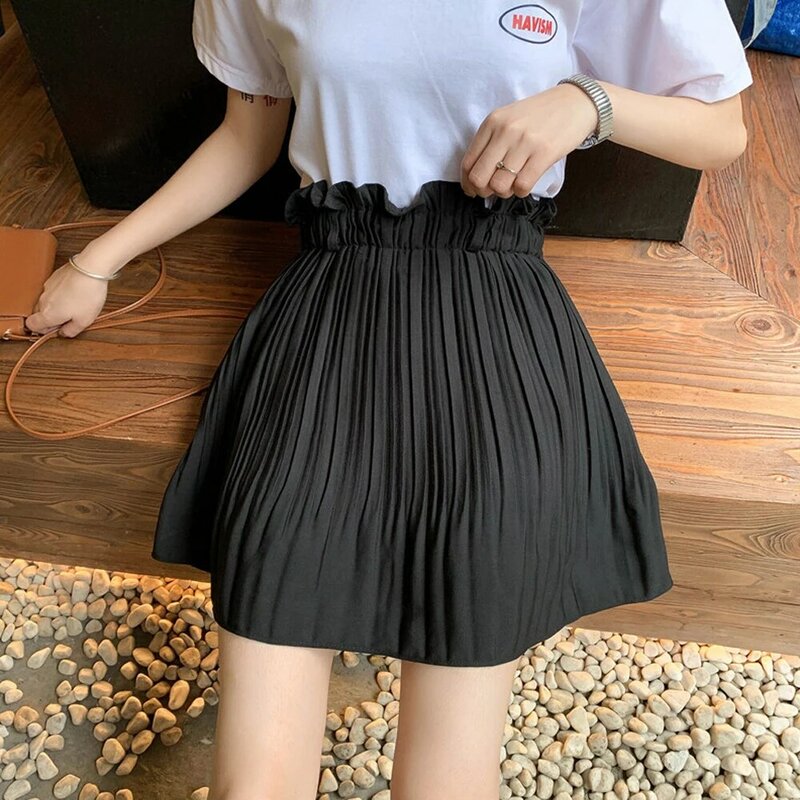 Women Pleated Skirt Cute Sweet Girl School Uniform Skirt Black High Waist Dance Skirt Fashion Female Pleated Mini Skirts S-5XL