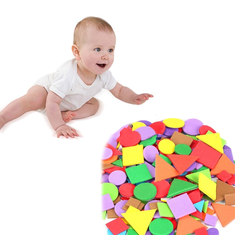 1-3cm criança artesanal diy esponja autoadesiva espuma adesivos, jardim infância eva cor remendo padrão adesivo, 150 pçs/saco
