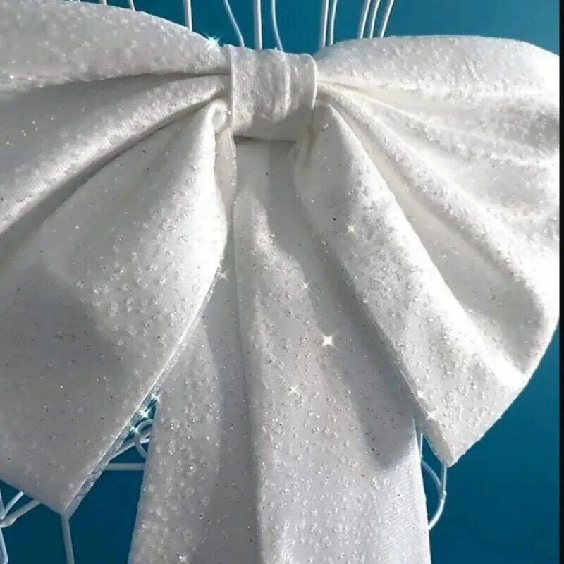 Robe de mariée scintillante avec poignées scintillantes, nœud scintillant amovible, ivoire
