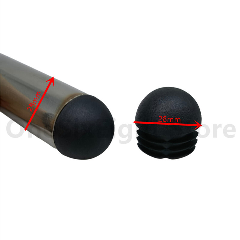 Preto abobadado redondo plástico anulando End Caps, tubo de tubo insere Plug, 19mm, 22mm, 25mm, 32mm