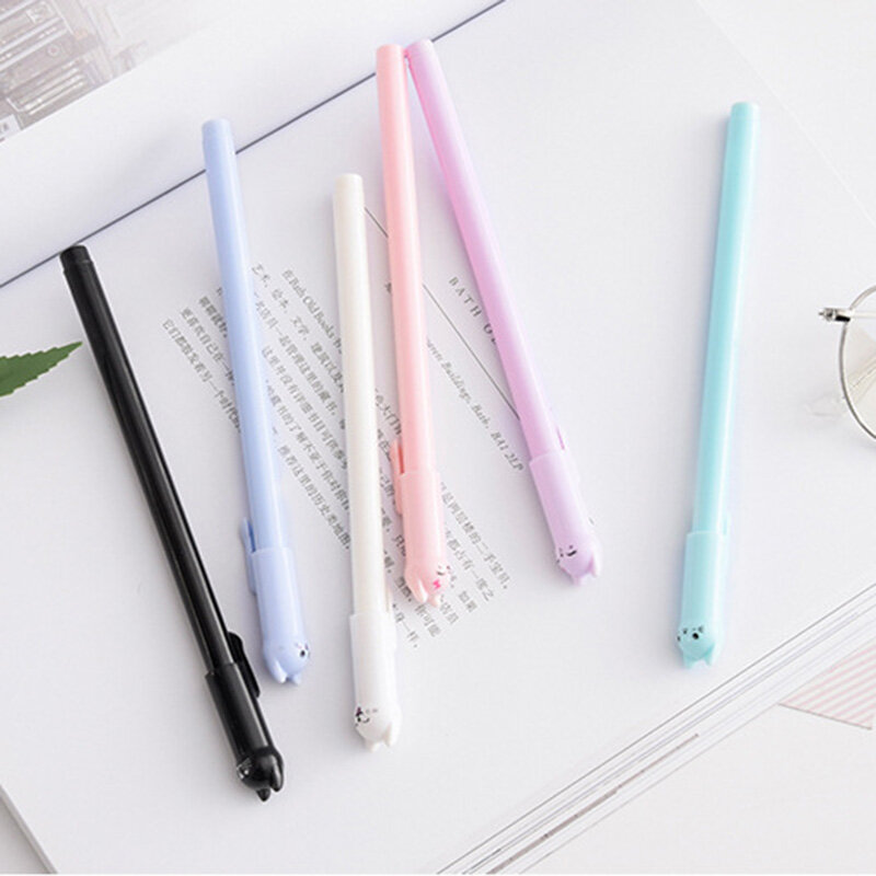 6 sztuk/zestaw Kawaii Cat Gel Pen 0.38mm kreatywny śliczne neutralne pióro atramentowe dzieci prezent szkolne materiały biurowe do pisania piśmienne