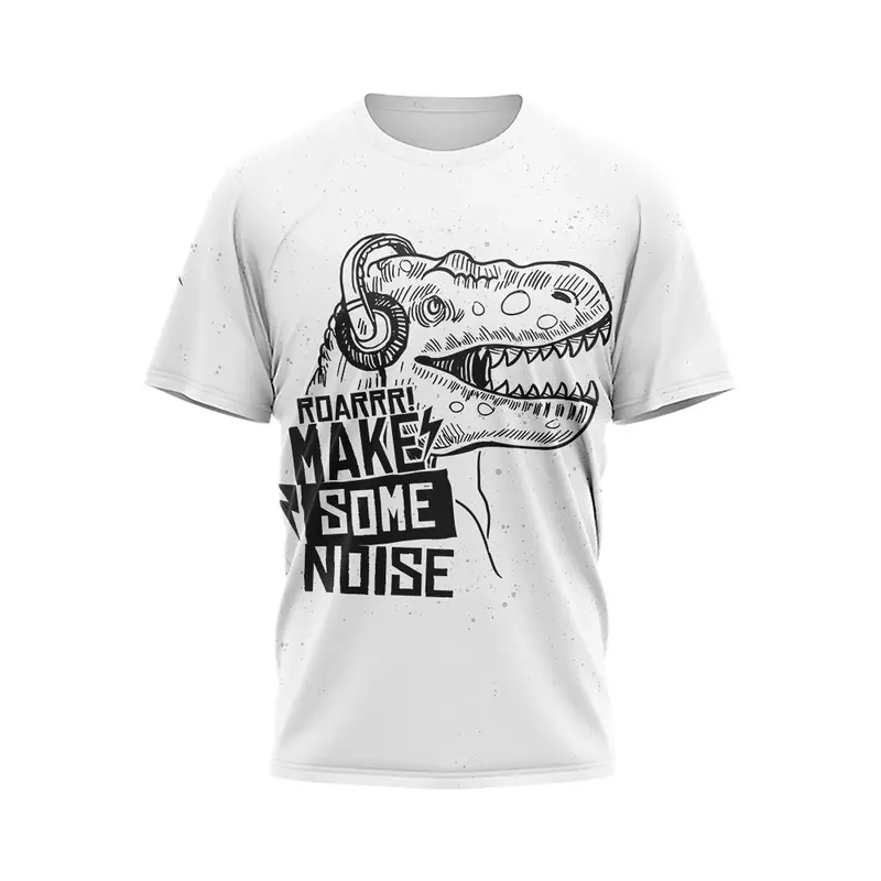 Lato 2023 Hip-Hop Cool Dinosaur 3D Printed Męska koszulka Zabawny wzór zespołu dinozaura Streetwear Koszulka z krótkim rękawem Oversized