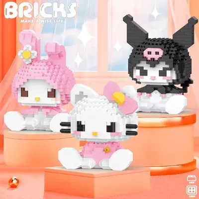Hallo Kitty Sanrio Baustein Anime Figur Cinna moroll Kuromi Pochacco montiert dekorative Modell Kinder Puzzle Geschenke