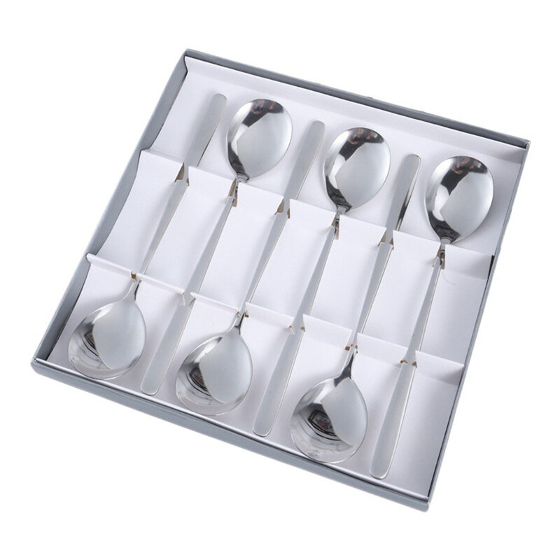 Cucchiaio in acciaio inossidabile acciaio inossidabile qualità Premium tenacità addensare antiruggine utensili da Bar da cucina cucchiaio confezione regalo argento
