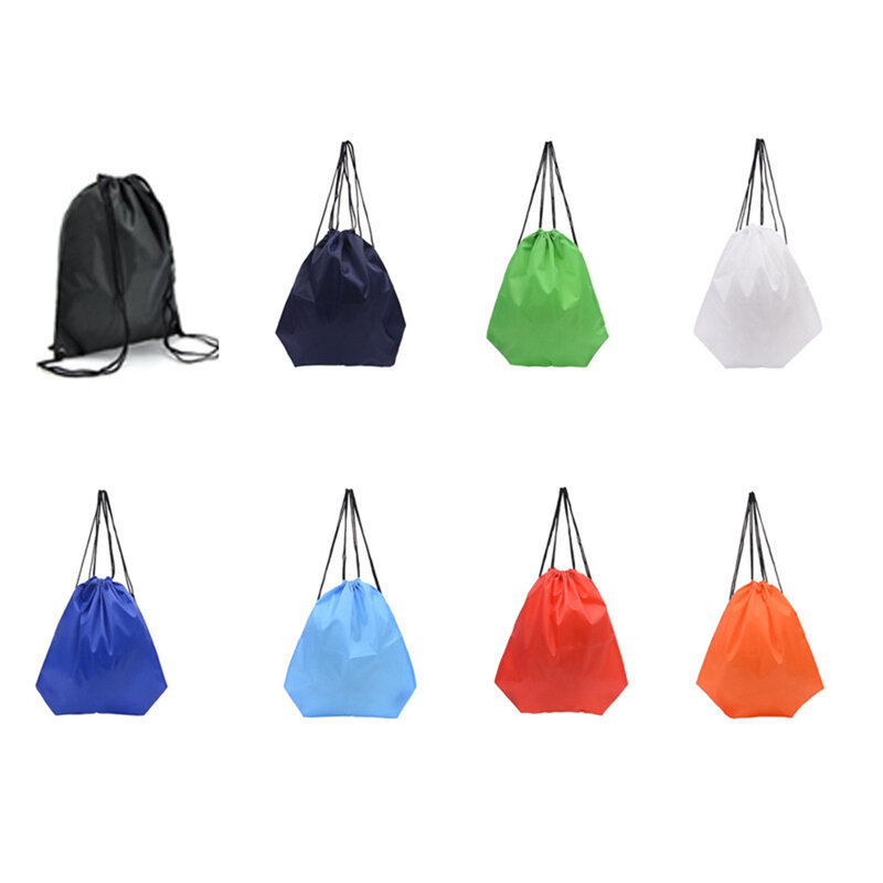 Ransel tas tali serut 6 warna, tas kolor kain Oxford 210D warna Solid tahan air untuk bersepeda praktis