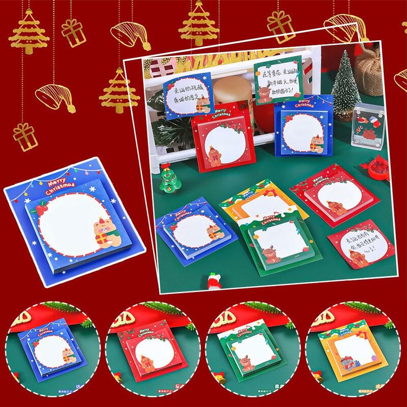 Bloc de notas adhesivas de Navidad Kawaii, lindo Bloc de notas, pegatina de oficina, suministros de mensajes, Material de papel, papelería, notas escolares, H1T6