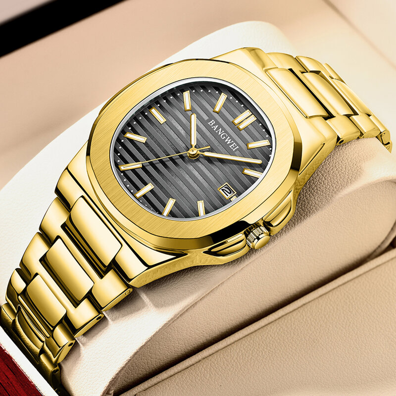 Часы наручные LIGE женские водонепроницаемые, модные креативные золотистые, со стальным браслетом