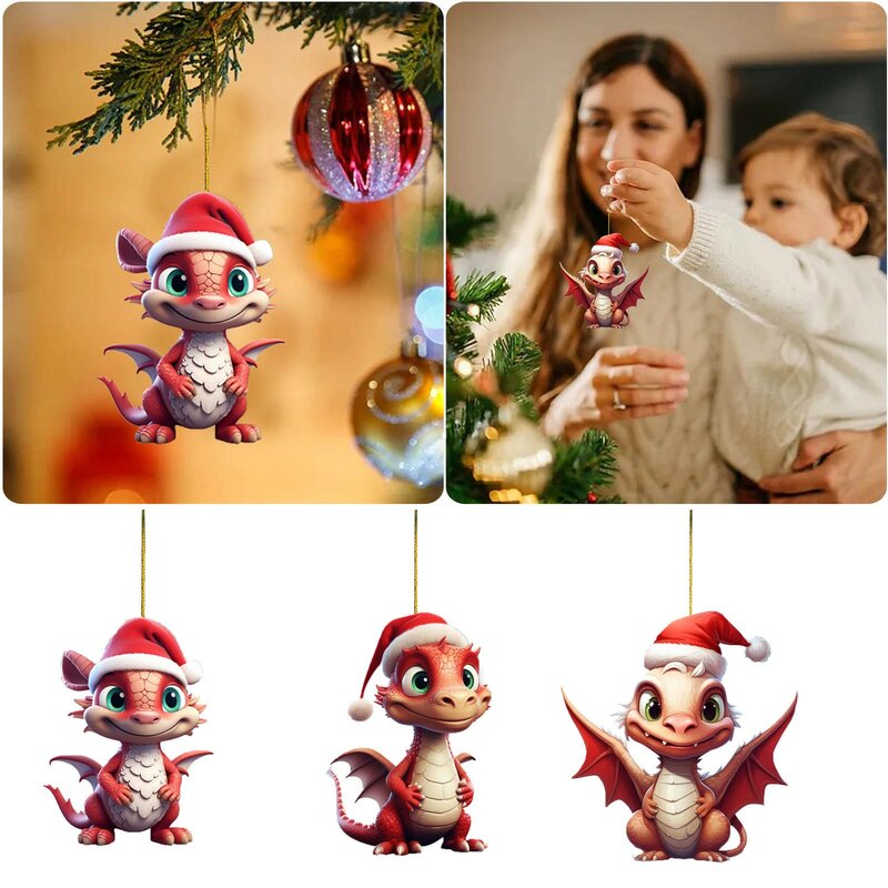 Ornement de Noël en acrylique Dragon Baby, décoration d'arbre, jouets pendentif, 2023