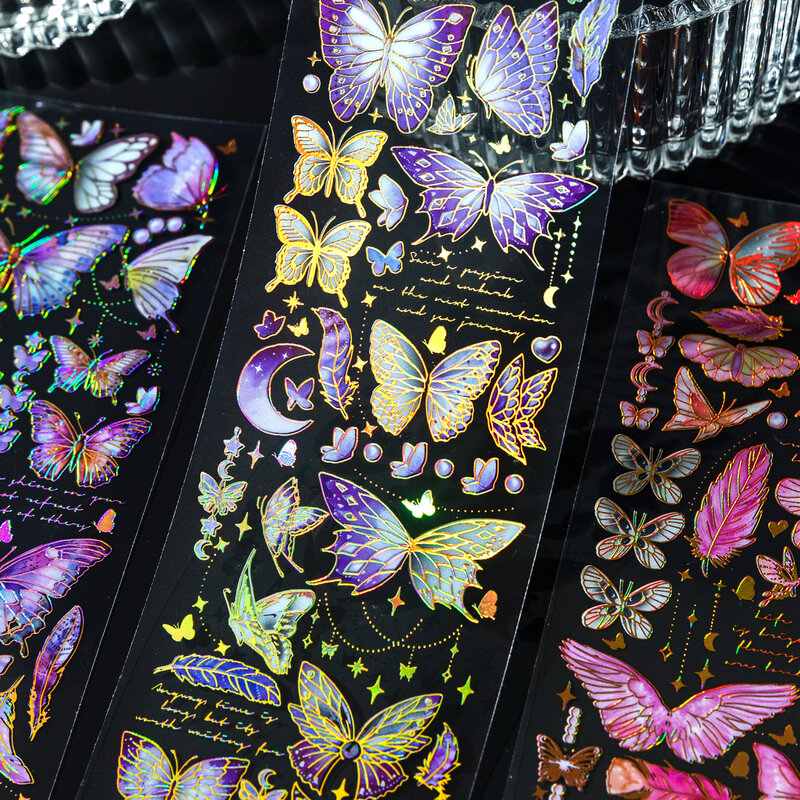 12packs/LOT Flowing Dream Butterfly series retro message PET sticker